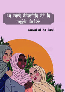 Ilustración de tres mujeres con hiyab, delante de plantas y un sol naranja, sobre fondo rosa.